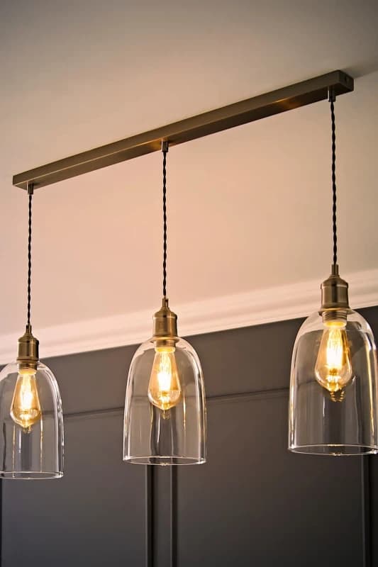 ValueLights ValueLights Kira Glass Cloche Dome 3 Drop Bar Diner Ceiling Pendant Light with LED Bulbs in Silver Silver One Size Unisex 5059406063756