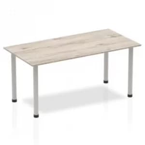 Impulse Straight Table 1600 Grey Oak Post Leg Silver