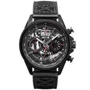AVI-8 HAWKER HARRIER II Chronograph Black Leather Strap Watch