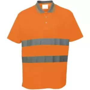 Portwest Cotton Comfort Reflective Safety Short Sleeve Polo Shirt (3XL) (Orange) - Orange