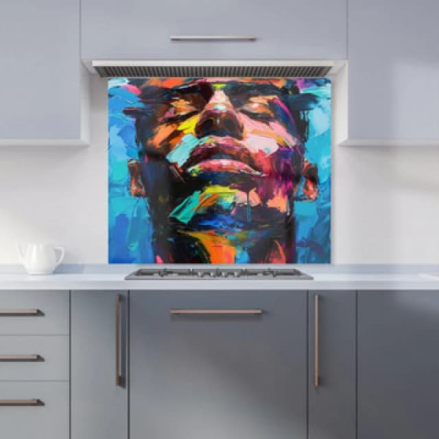 Warren Reed - Designer Tiger Face Splashart Dark Background Tea Towel in Brown Brown Unisex