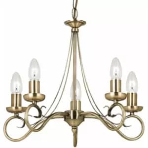 Loops - Hanging Flush Ceiling Pendant 5 Light antique brass Chandelier Multi Lamp Holder