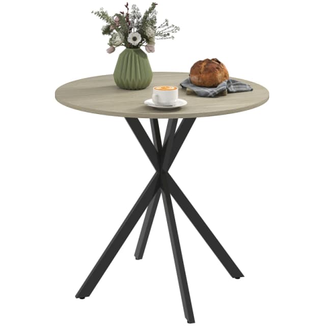 HOMCOM HOMCOM 80cm Round Dining Table, Industrial Kitchen Table with Steel Legs
