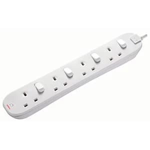 Masterplug 4 Socket Individually Switched Extension Lead - White 2m 13A