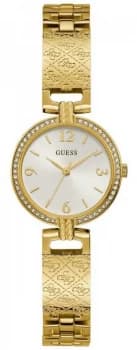 Guess Mini Luxe Womens Gold Plated Bracelet White Watch