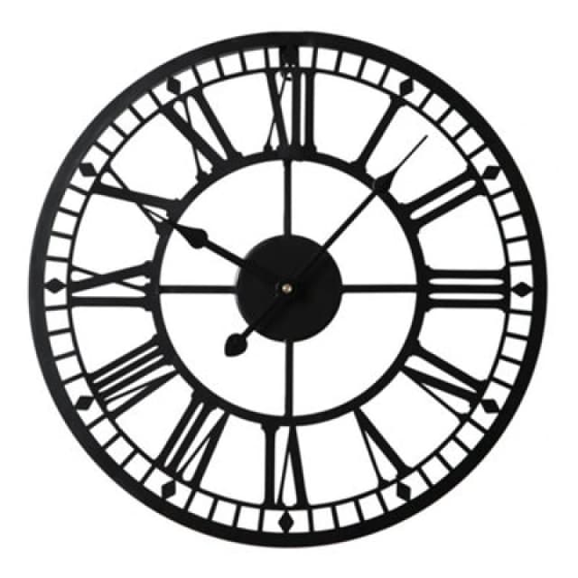 Eos - Skeleton Wall Clock With Roman Numerals - 40X40 - Black