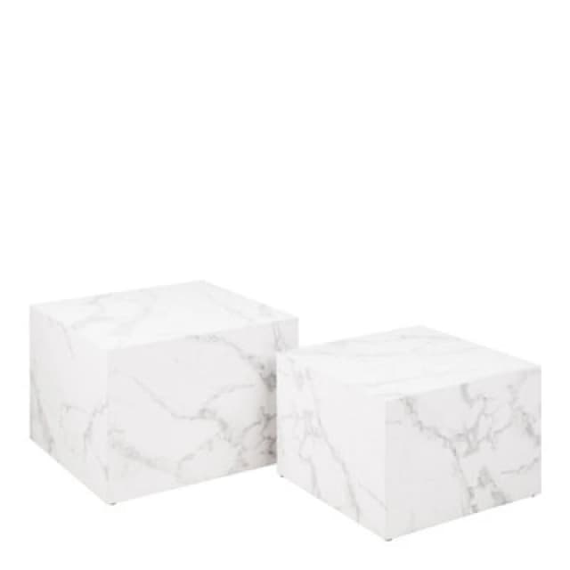 Furniture To Go Dice Square Coffee Table Set In White Marble Carrara
