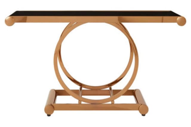 Premier Housewares Contemporary Design Rose Gold Console Table, Versatile Hallway Table, Easily Maintained Modern Console Table Gold