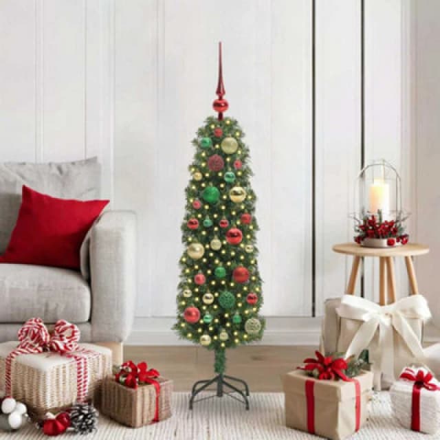 vidaXL Artificial Christmas Tree with 150 LEDs, Multicolour Balls with Stand Green 120 cm, Green 3394929