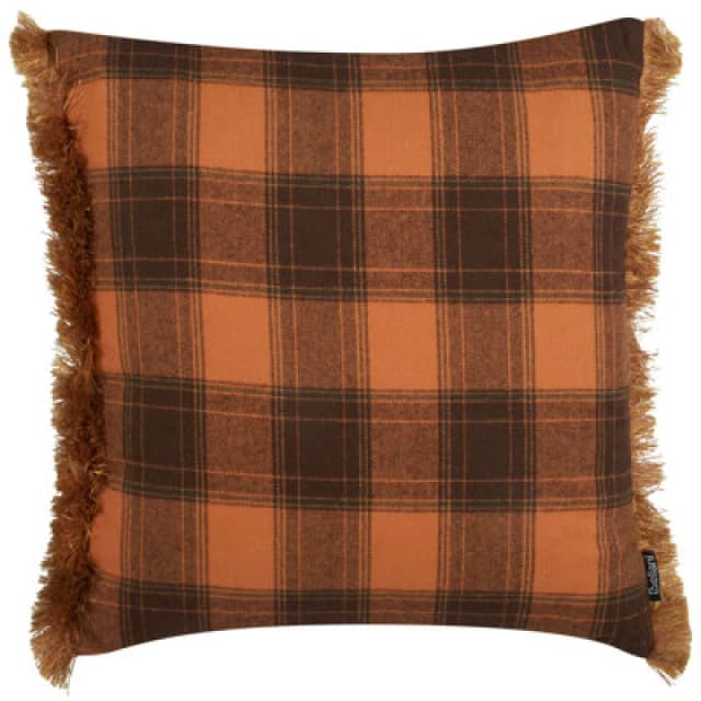 Beliani Throw Cushion Barja 45 X 45cm Orange Checked