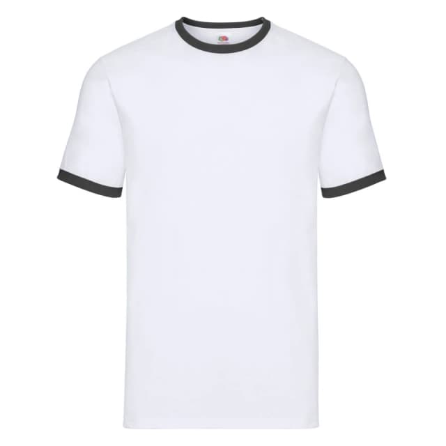 Fruit Of The Loom Fruit of the Loom Men Contrast Ringer T-Shirt in White Size: Small White S Male 5063470442126
