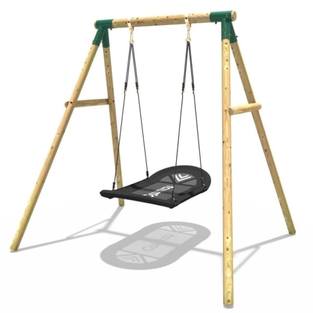 Rebo Wooden Garden Swing Set with Boat Swing Seat - Single Boat Green Green