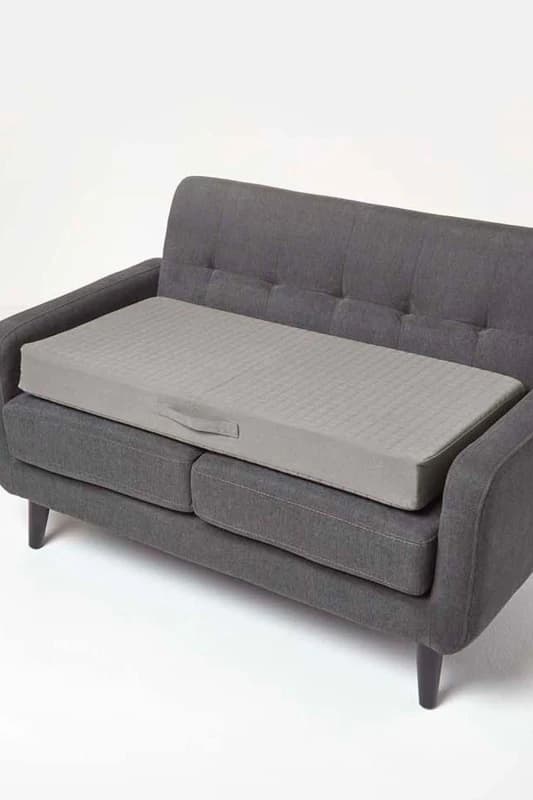 Homescapes Cotton Orthopaedic Foam 2 Seater Booster Cushion Charcoal