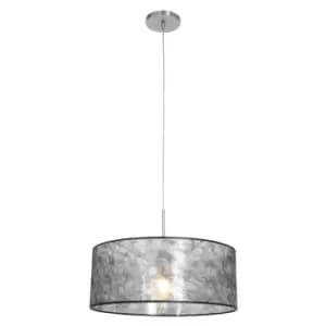 Sparkled Light Cylindrical Pendant Ceiling Light Steel Brushed, Sizoflor Fabric
