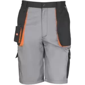 Result Unisex Work-Guard Lite Workwear Shorts (Breathable And Windproof) (4XL) (Grey / Black / Orange) - Grey / Black / Orange