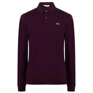 Lacoste Long Sleeve Embroidered Polo Shirt - Burgundy FY5