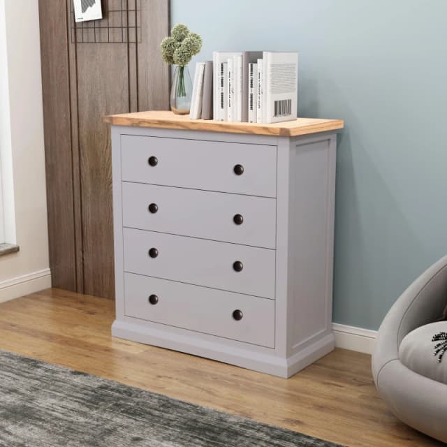Cabinet Bits Rocca 4 Drawer Chest of Drawers Brass Knob in Grey Grey Unisex