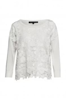 French Connection 3D Crochet Knitted Jumper White