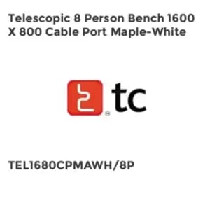 TC Group Telescopic 8 Person Bench 1600 x 800 Cable Port Maple-White