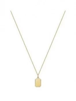 Love Gold 9Ct Yellow Gold Bevelled Edge Rectangle Pendant