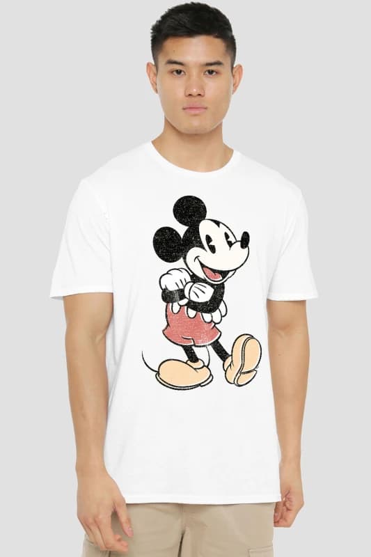Mickey Mouse Vintage Mickey Mouse Cotton Mens T-Shirt Grey Grey