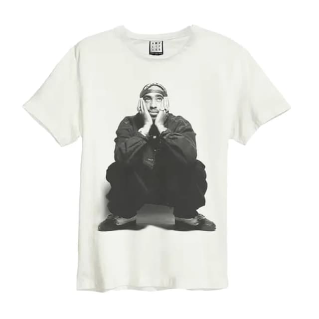 Amplified Mens Contemplation Tupac Shakur Vintage T-Shirt in White Size: Small White Male S
