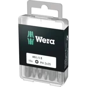 Wera 851/1Z SB Tough DIY Phillips Screwdriver Bits PH2 25mm Pack of 10