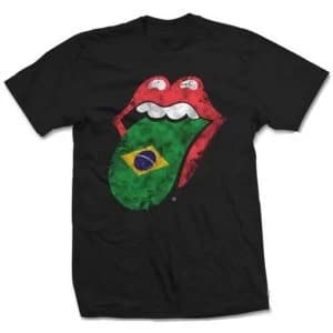 The Rolling Stones - Brazil Tongue Unisex Large T-Shirt - Black