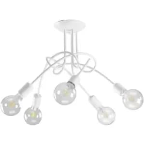 Onli Wire 5 Light Multi Arm Semi Flush Ceiling Lamp, White