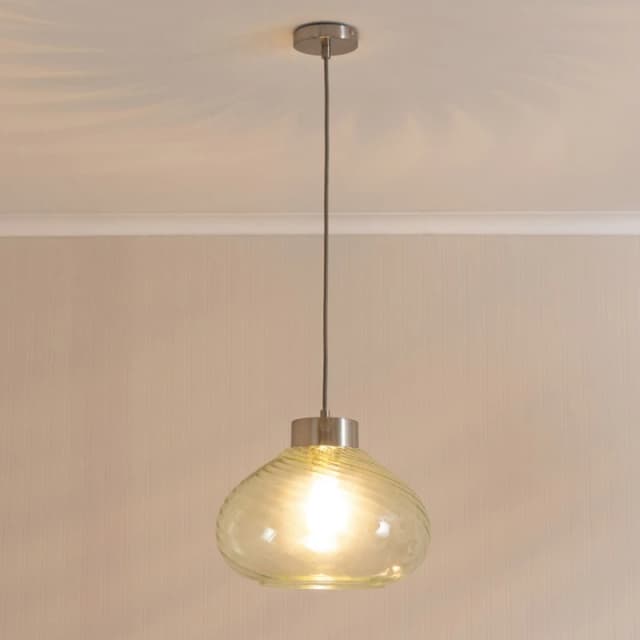 ValueLights ValueLights Corinne Twill Green Glass Brushed Chrome Capped Ceiling Pendant Light with Bulb in Light Green Light Green One Size Unisex 505