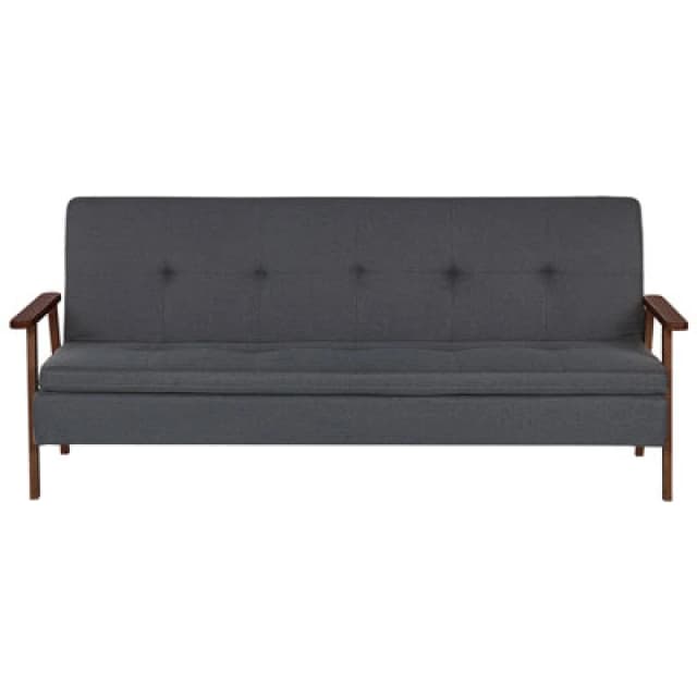 Beliani Sofa Bed 3 Seater Tjorn Fabric Dark Grey