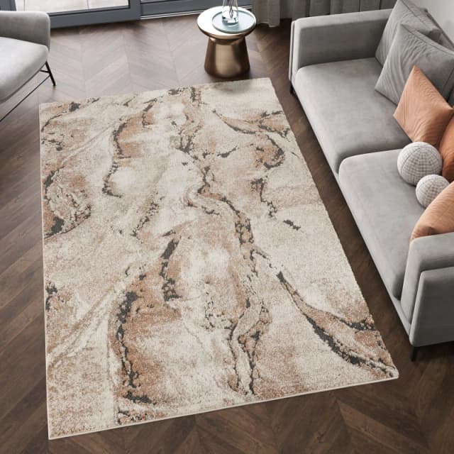 Essence Living Room Area Rug Oragnic Abstract Design Contemporary Hallway Runner Indoor Rug- Terracotta 60X220