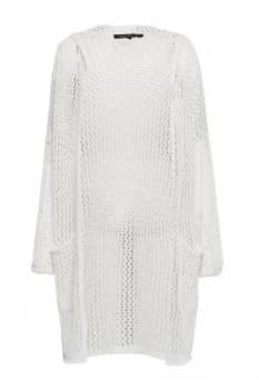 French Connection Faye Knit Oversized Fishnet Cardigan White