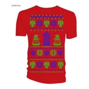 Doctor Who - Ugly Xmas Sweater Mens X-Large T-Shirt - Red