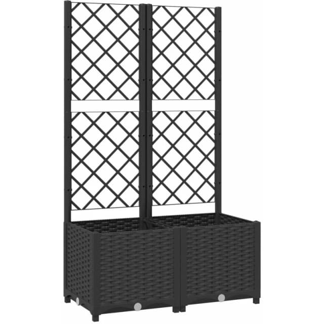 vidaXL Garden Planter w/ Trellis Black 80x40x136cm PP, Black 318271