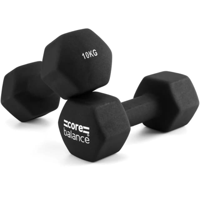 Core Balance Neoprene Hex Dumbbells Set Of 2 Cast Iron Hexagonal Hand Weights Core Balance Black