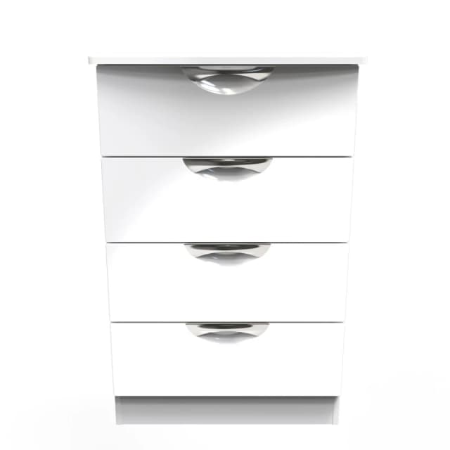 Welcome Furniture Ready Assembled Camden 4 Drawer Midi Chest In White Gloss, White CAM008WGW