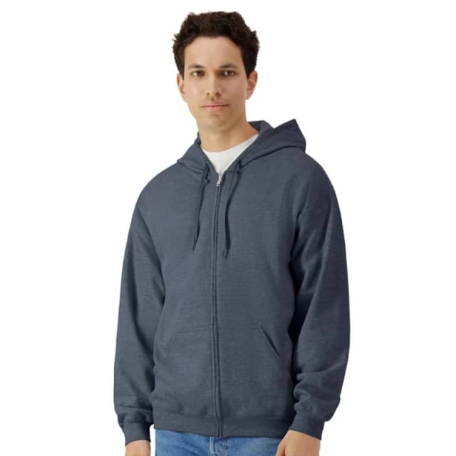 Gildan Mens Softstyle Midweight Full Zip Hoodie in Dark Grey Size: Small Dark Grey Male S