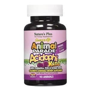 Natures Plus Animal Parade AcidophiKidz Childrenamp39s Chewable with Probiotics and FOS 90 Tabs