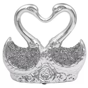 Silver Sparkle Loving Swans Figurine