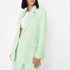 Missguided Double Breasted Tailored Blazer - Green