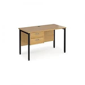 Maestro 25 H-Frame Home Office Desk with Two Drawer Pedestal 600mm Oak