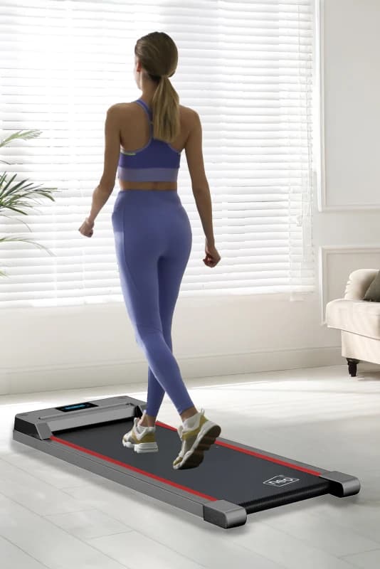 Neo Under Desk Portable Walking Pad Treadmill Adjustable Speed Remote LED Display for Home Office Fitness Exercise Installation-Free in Black Un