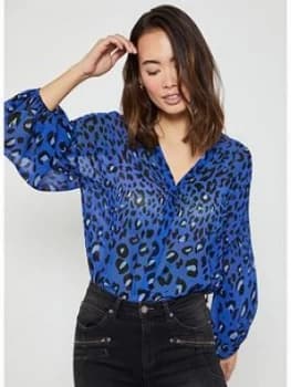 Mint Velvet Salma Print Blouse - Blue