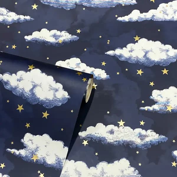 Arthouse Stars And Clouds Wallpaper Navy