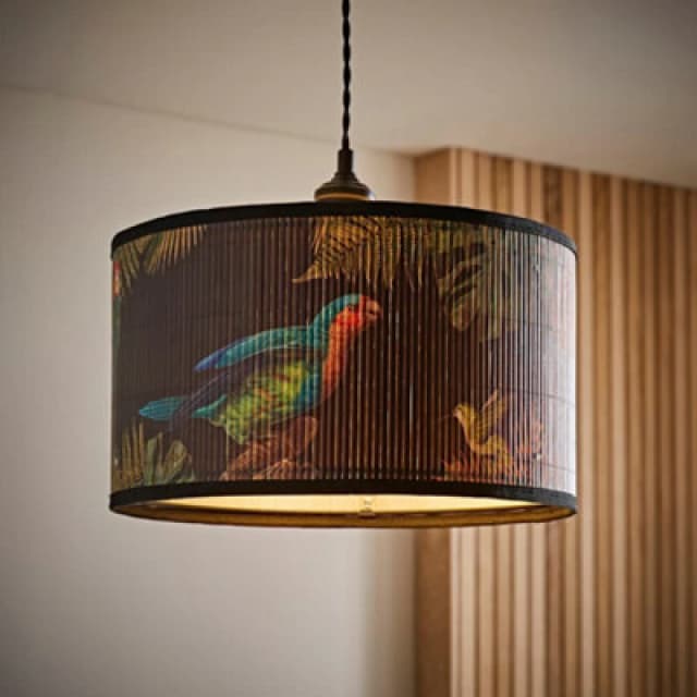 ValueLights ValueLights Daintree Bamboo Dark Jungle Drum Easy Fit Ceiling Light Lamp Shade in Natural Size: Medium Natural Medium Unisex 50165292735