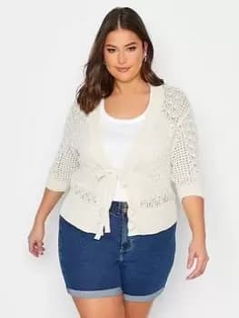 Yours Pointelle Tie Up Shrug Ivory, White, Size 18-20, Women