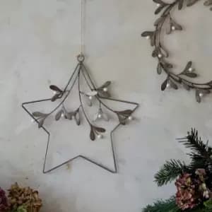 Galvanised Star Mistletoe Wreath W31cm