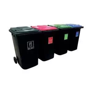 VFM Wheelie Bins 240L With Colour Coded LidsStickers Set of 4 426069