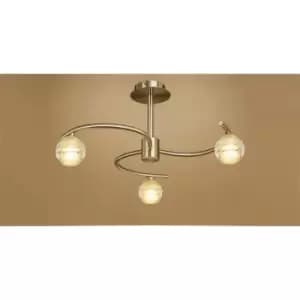Sphere Semi-Flushmount 3 G9 Bulbs, antique brass